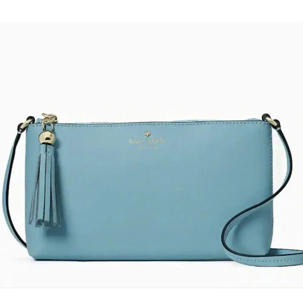 Kate Spade BAT Ivy Street AMY Leather Crossbody Purse (Stone Blue) New with tags